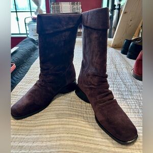 Simon Purple Suede Slouch Boots Women’s 9M Fold Over Square Toe Retro Style